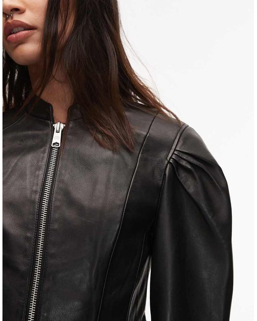 AllSaints Black Rayna Lamb's Leather Biker Jacket