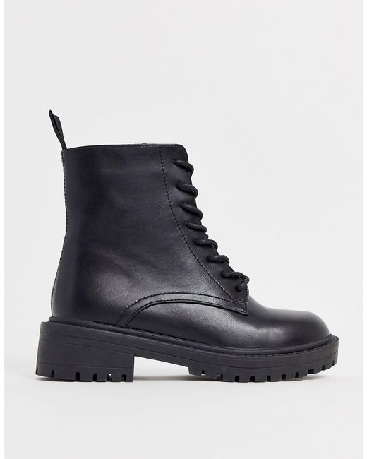 wide fit black lace up boots