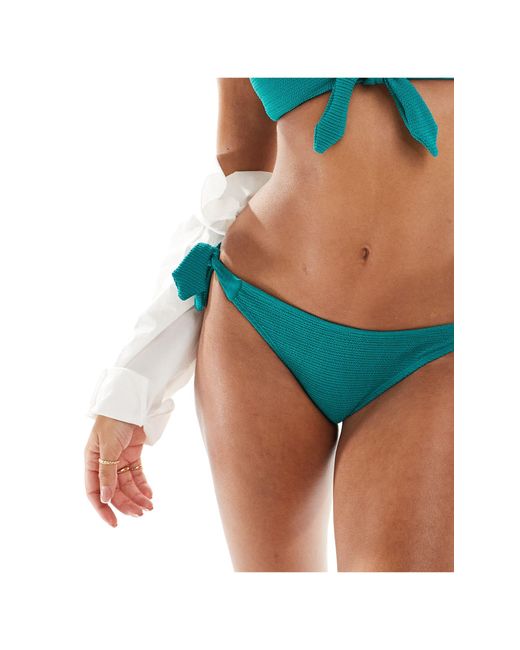 Accessorize Blue Crinkle Bunny Tie Side Bikini Bottoms