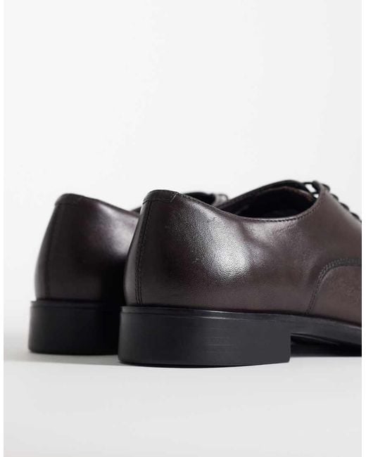 ASOS Brown Lace Up Derby Shoes With Toe Cap for men