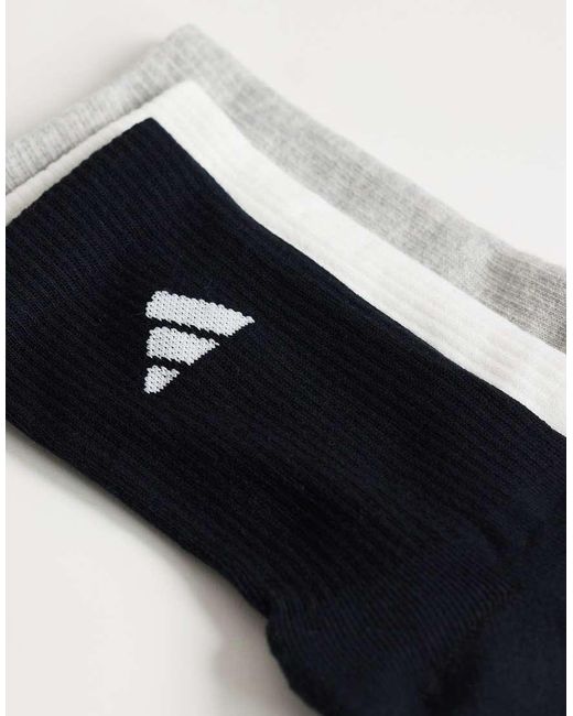 Adidas Originals White Adidas Running 3 Pack Cushioned Crew Socks for men