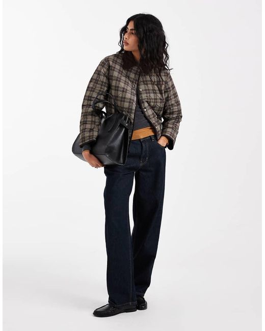 New Look Blue Quilted Check Barn Jacket