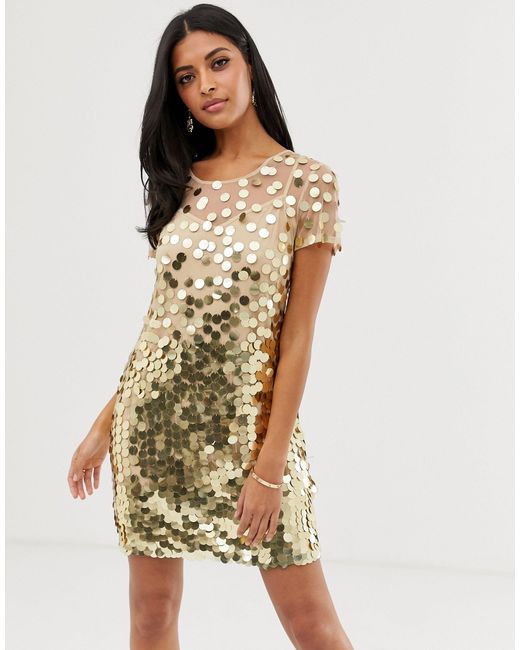 French Connection Metallic Basu Sequined Shift Dress