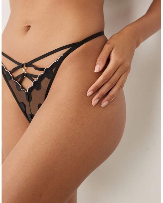 Ann Summers Brown Sweetest Spot Embroidery String Thong