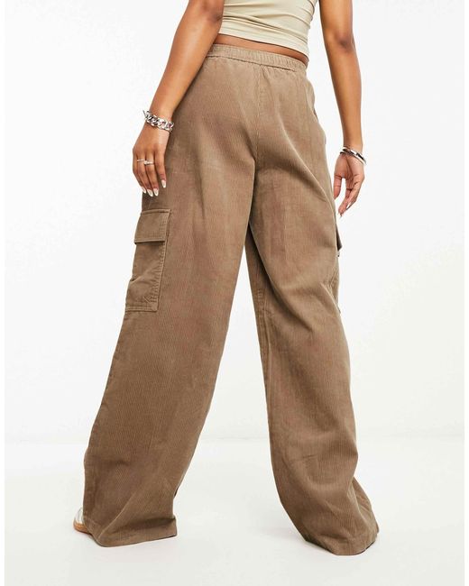 Pantalon cargo à enfiler en velours côtelé - biscuit ASOS en coloris Natural