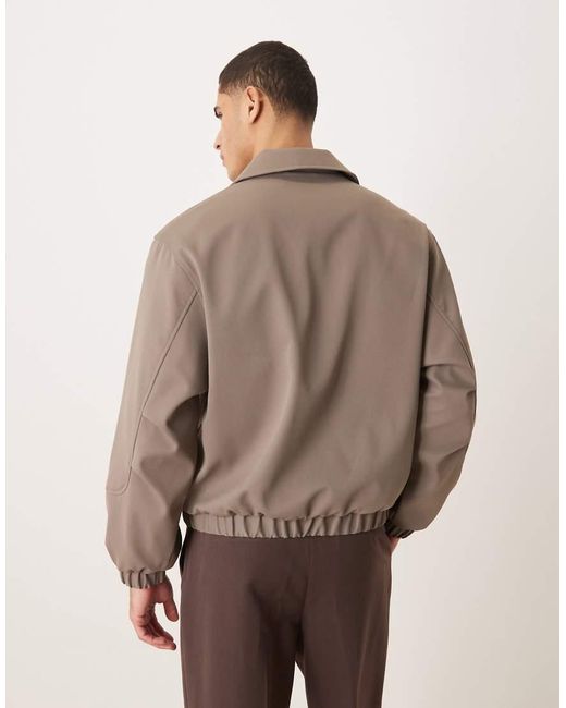 ASOS Natural Relaxed Smart Harrington Jacket for men