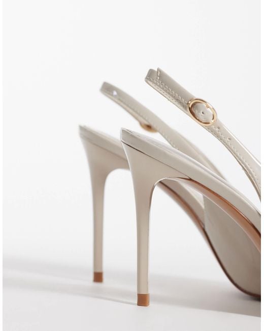 Mango White Pointed Heeled Slingbacks