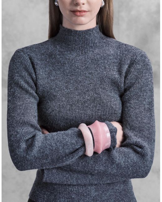 Pretty Lavish Blue Knitted High Neck Asymmetric Top Co-ord