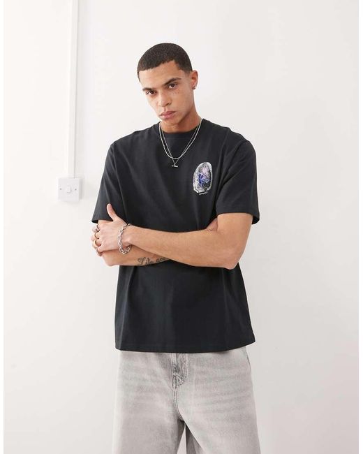 T-Shirt Nera Con Stampa Di Impronta di Gramicci in Black da Uomo