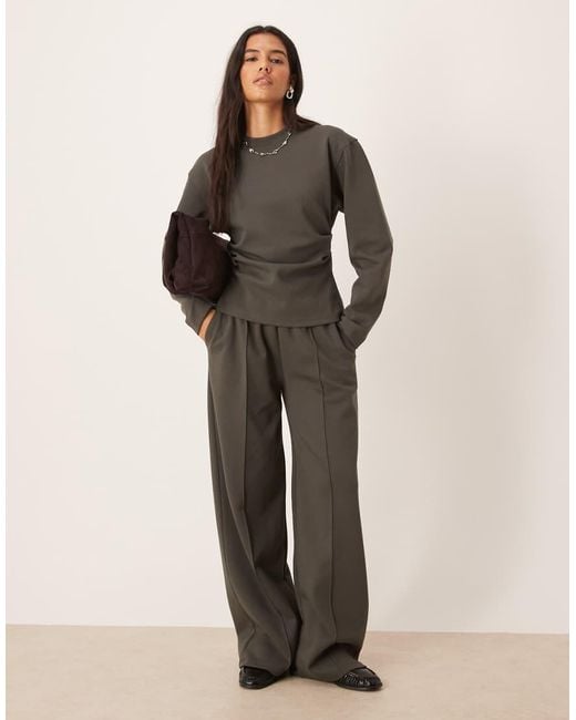 Pantalones Gris Carbón De Pernera Ancha De Punto Interlock De (Parte De Un Conjunto) ASOS de color Multicolor