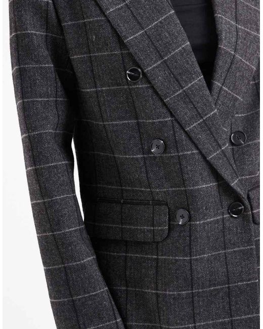 ASOS Black Wool Blend Tailored Double Breasted Power Blazer