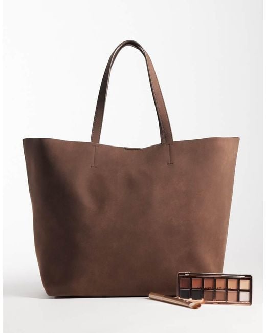 ASOS Brown Oversized Bonded Faux Suede Tote