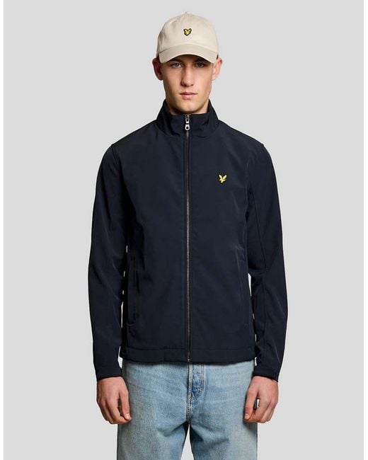 Lyle & Scott Blue Mid Jackets Mesh Back Softshell Funnel Neck Jacket for men
