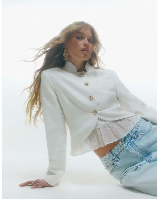 River Island White Military Jacket