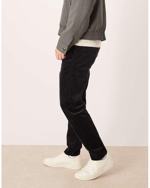 Mango Blue Tapered Cord Trousers for men