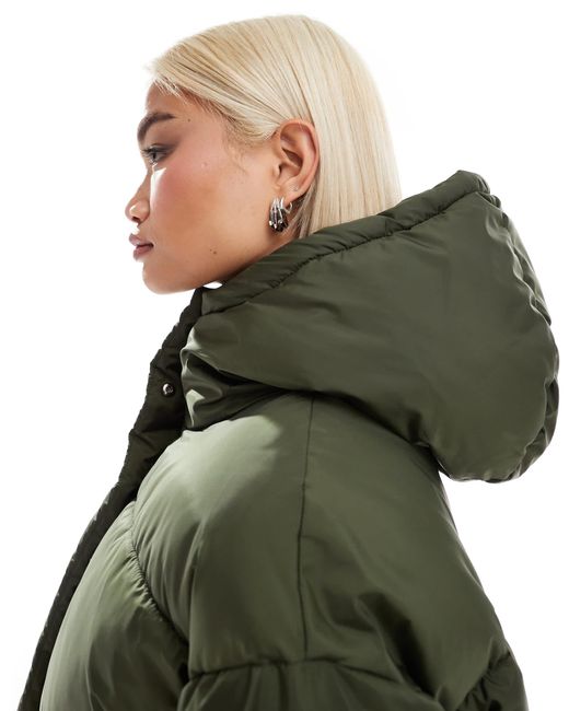 Monki Green – wattierter oversize-mantel
