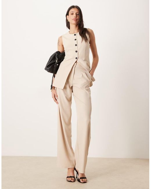 JDY Tall Natural Longline Button Through Waistcoat Co-ord
