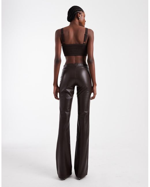 ONLY Black Faux Leather Flared Trousers