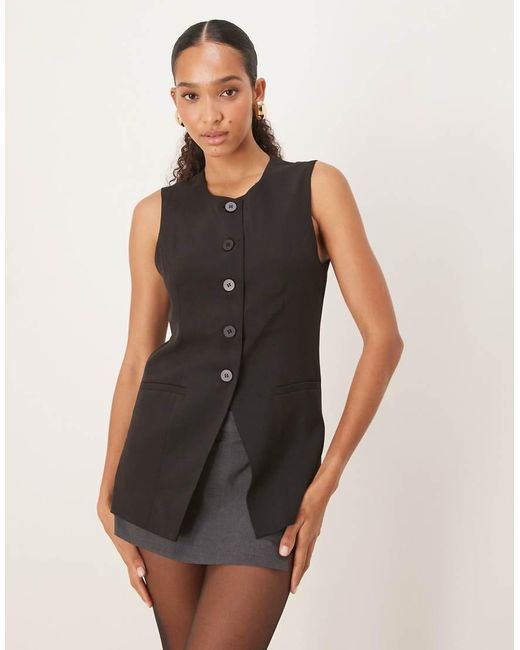 Jdy Black Longline Button Through Waistcoat