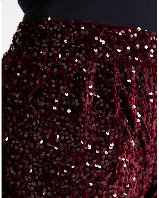 Pieces Plus Black Pieces Curve Wide Leg Velour Sequin Trousers