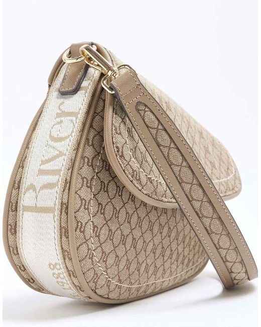 River Island Natural Ri Monogram Shoulder Bag