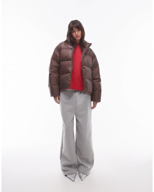 TOPSHOP Red Bomber Puffer Jacket