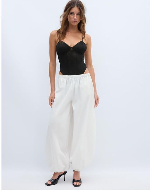 Stradivarius Blue Bodysuit With Lace Straps