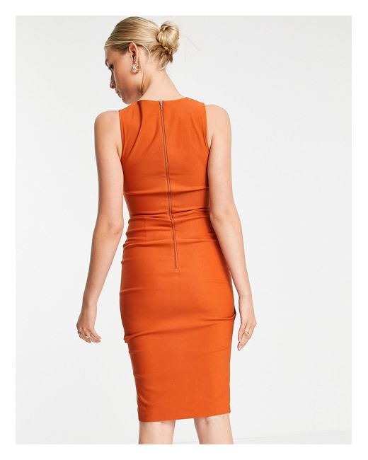 Vestito midi stile smoking color ruggine di Vesper in Arancione | Lyst