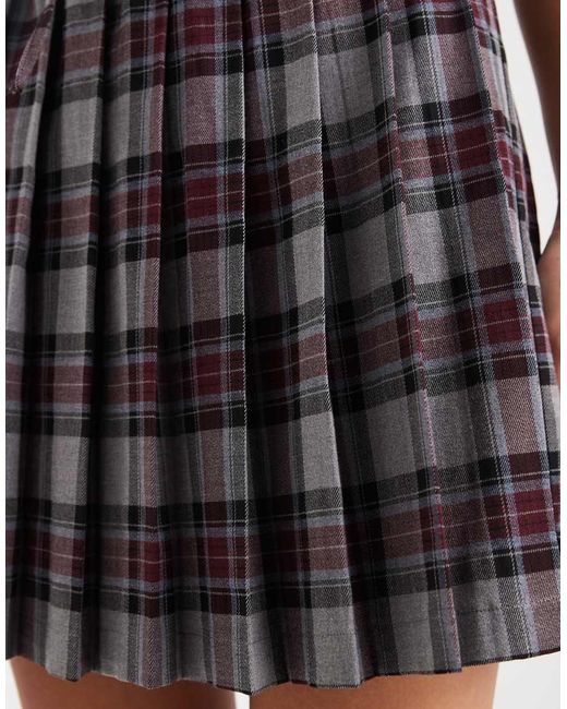New Look Gray Check Elasticated Mini Skirt