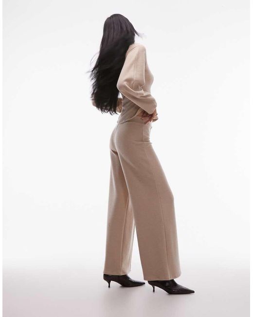 ASOS Natural Supersoft Wide Leg Trouser Co-ord