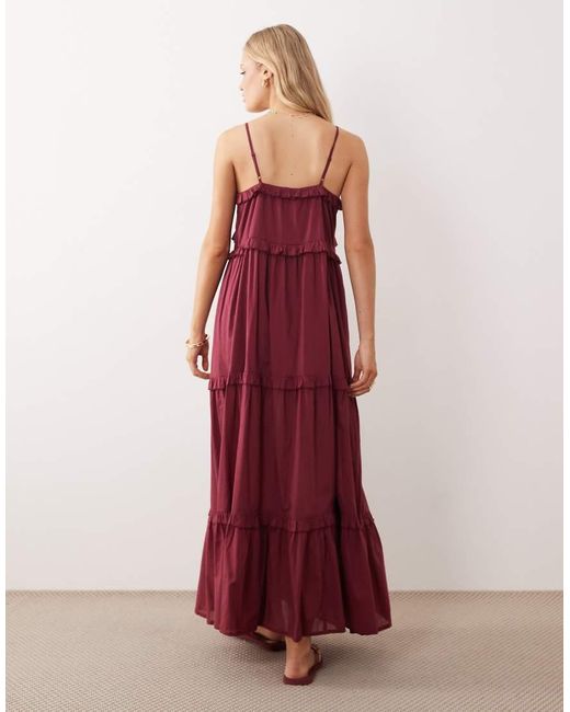 Iisla & Bird Red Maxi Ruffle Beach Dress