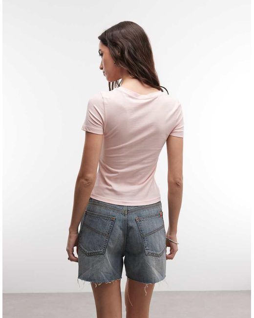 Monki Pink Slim Fit Baby Tee