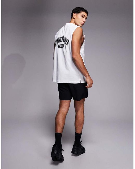 4505 White Back Print Oversized Heavyweight Cotton Training Tank With Quick Dry Finish for men
