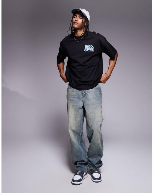 Faded Store Blue Balearic Logo Back Print T-shirt for men