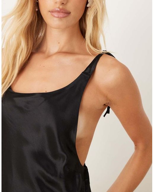 ASOS Black Satin Cowl Back Maxi Dress
