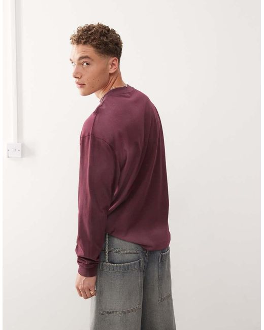 Collusion Red Long Sleeve Skater Fit T-Shirt With Print for men