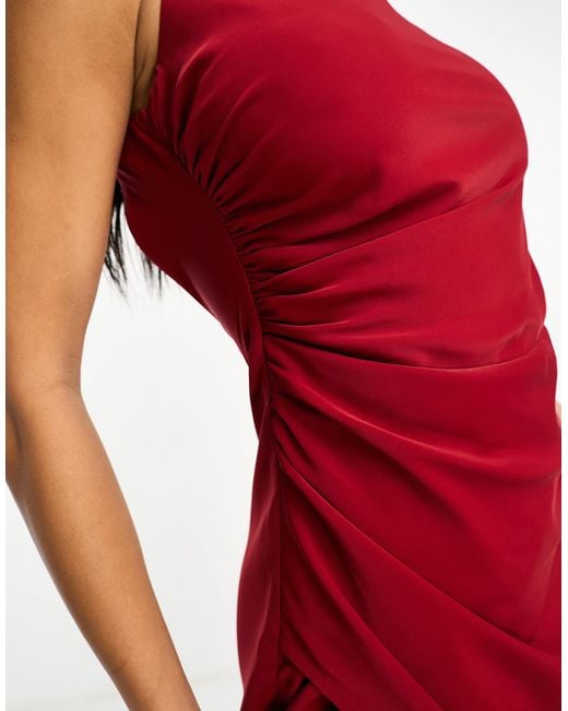 Abercrombie & Fitch Red Draped Midi Dress