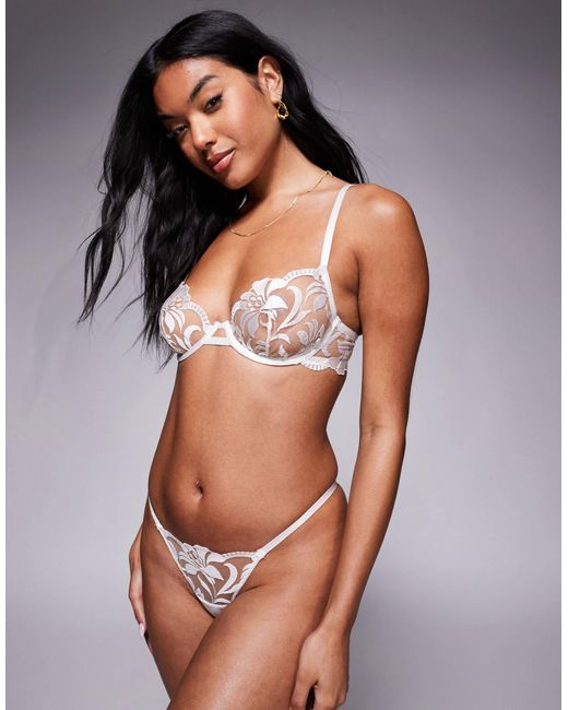 Bluebella White – leonora – er tanga aus besticktem netzstoff