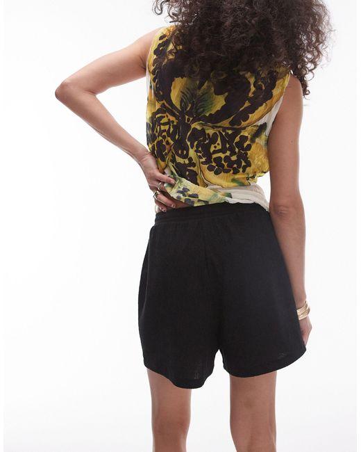 TOPSHOP Black Casual Crinkle Drawstring Shorts