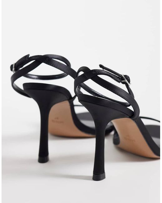 Mango White Heeled Classic Sandal With Ankle Tie
