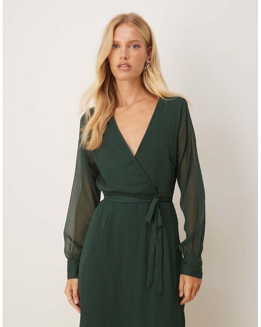 Vila Blue Longsleeve V-neck Midi Dress