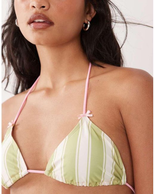 Brave Soul Green Triangle Bikini Top With Bow Detailing