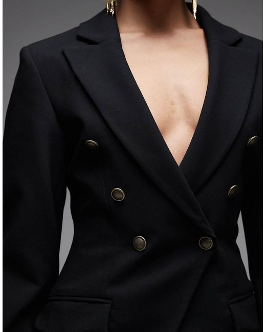 ASOS Black Double Breasted Cinch Blazer