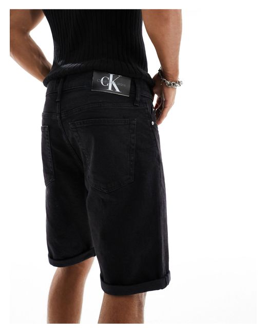 Calvin Klein Blue Slim Denim Shorts for men