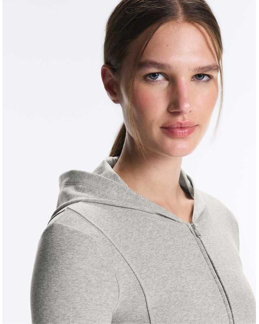 Oysho Gray Technical Marl Hooded Jacket