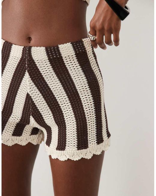 ASOS Multicolor Stripe Crochet Short Co Ord