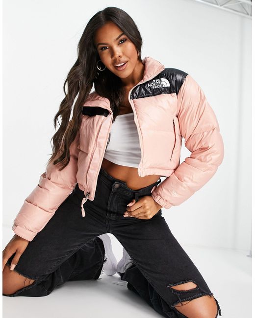 The North Face Pink Nuptse Cropped Jacket