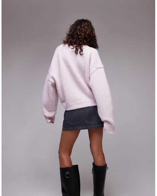 TOPSHOP Purple – hochgeschlossener, flauschiger strickpullover