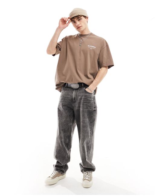 Exclusivité asos - - underground - t-shirt oversize - marron AllSaints pour homme en coloris Brown