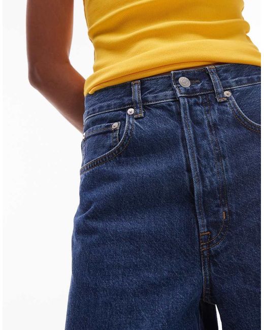 ARKET Blue Mid Waist Five Pocket Loose Denim Twill Shorts